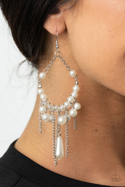 Paparazzi Earrings - Party Planner Posh - White