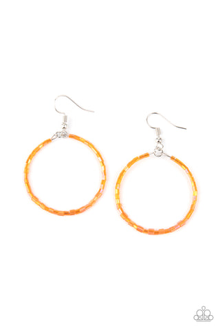 Paparazzi Earrings -  Colorfully Curvy - Orange