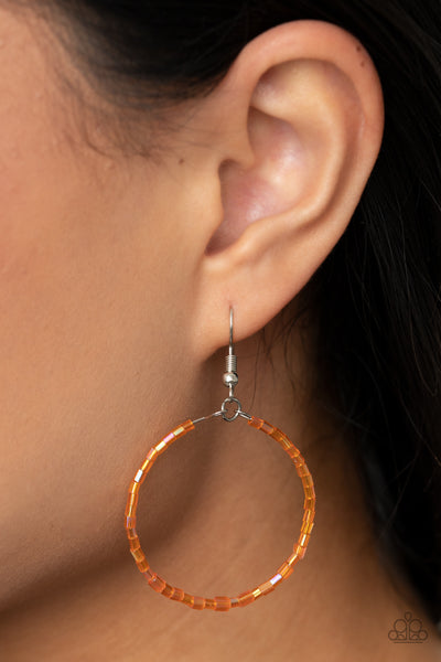 Paparazzi Earrings -  Colorfully Curvy - Orange