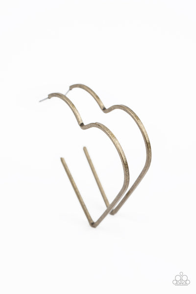 Paparazzi Earrings -  HEART a Rumor - Brass