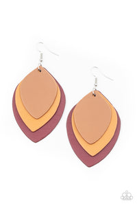 Paparazzi Earrings - Light as a LEATHER - Red