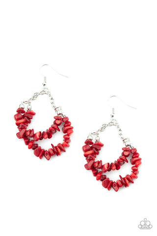 Paparazzi Earrings - Rainbow Rock Gardens - Red