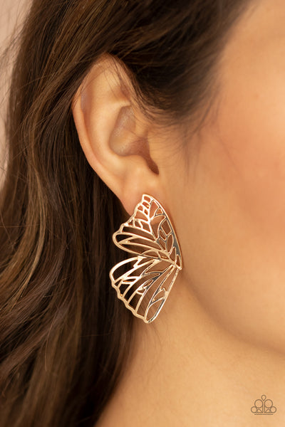 Paparazzi Earrings -  Butterfly Frills - Gold