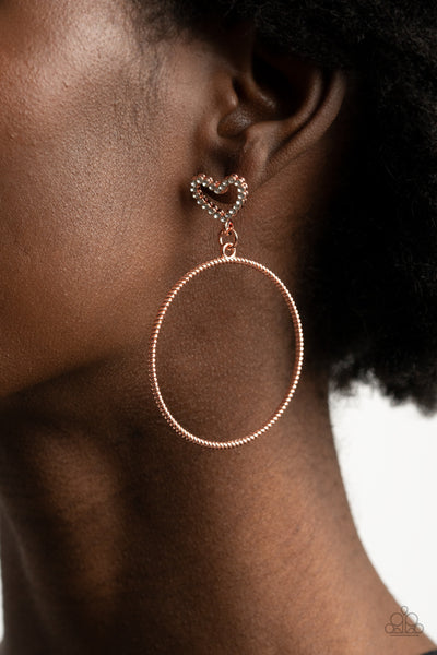 Paparazzi Earrings - Love Your Curves - Copper