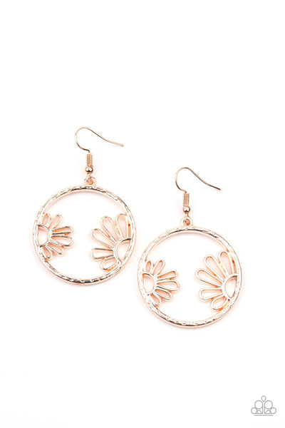 Paparazzi Earrings -  Demurely Daisy - Rose Gold