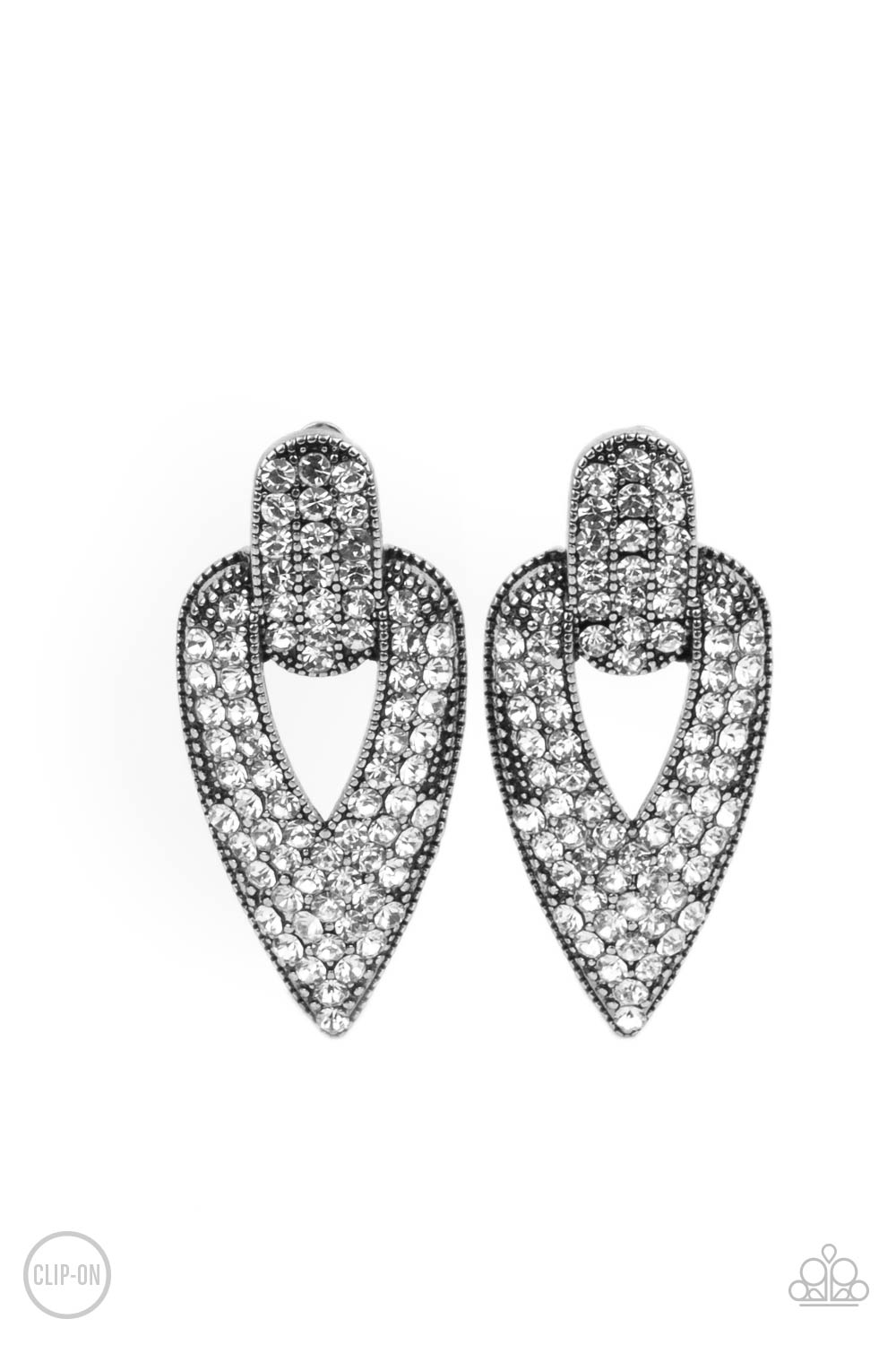 Paparazzi Earrings - Blinged Out Buckles - White