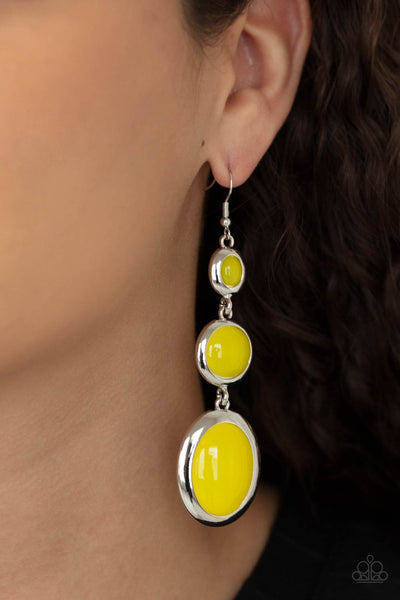 Paparazzi Earrings - Retro Reality - Yellow