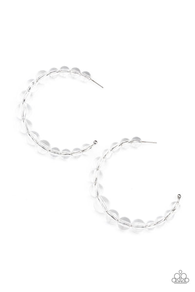 Paparazzi Earrings -In The Clear - White