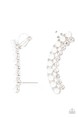 Paparazzi Earrings - Doubled Down On  Dazzle - White l