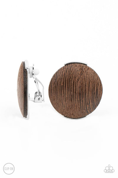 Paparazzi Earrings - WOODWORK It - Brown