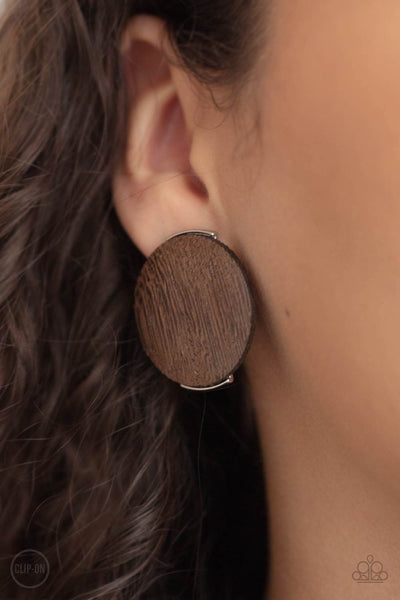 Paparazzi Earrings - WOODWORK It - Brown