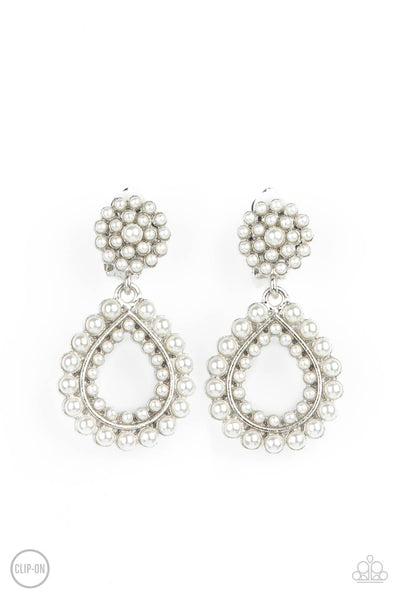 Paparazzi Earrings- Discerning Droplets - White