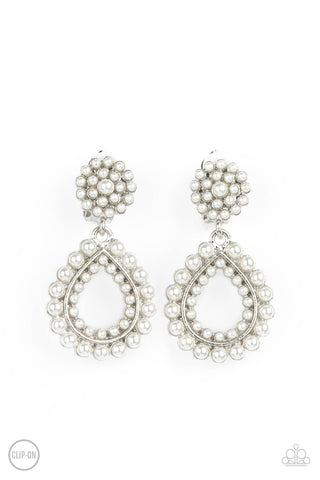 Paparazzi Earrings- Discerning Droplets - White