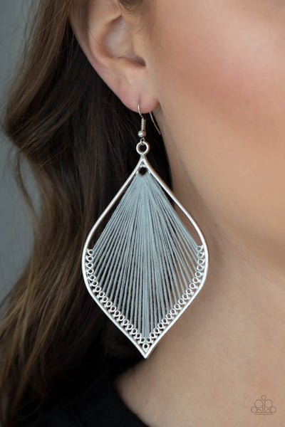 Paparazzi Earrings - String Theory - Silver