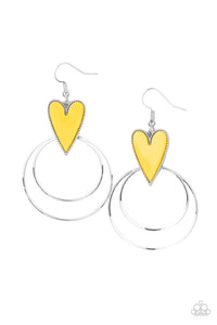 Paparazzi Earring - Happily Ever Hearts - Yellow