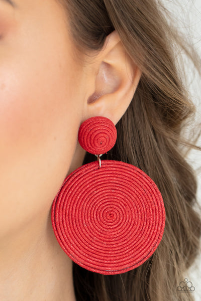 Paparazzi Earrings-  Circulate The Room - Red