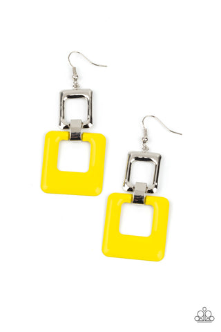 Paparazzi Earrings - Twice As Nice - Yellow