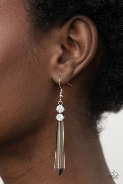 Paparazzi Earrings - Sparkle Stream - White