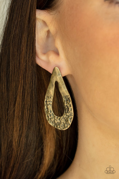 Paparazzi Earrings - Industrial Antiquity -Brass