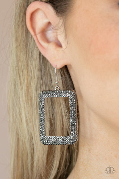 Paparazzi Earrings - World FRAME-ous - Silver