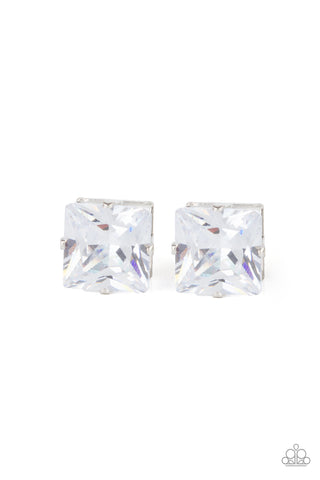 Paparazzi Earrings - Times Square Timeless - White