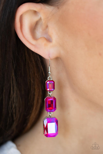 Paparazzi Earrings- Cosmic Red Carpet - Pink