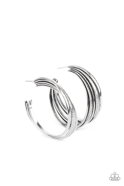 Paparazzi Earrings - In Sync - Silver