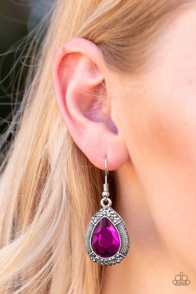 Paparazzi Earrings- Grandmaster Shimmer - Pink - SHOPBLINGINGPRETTY