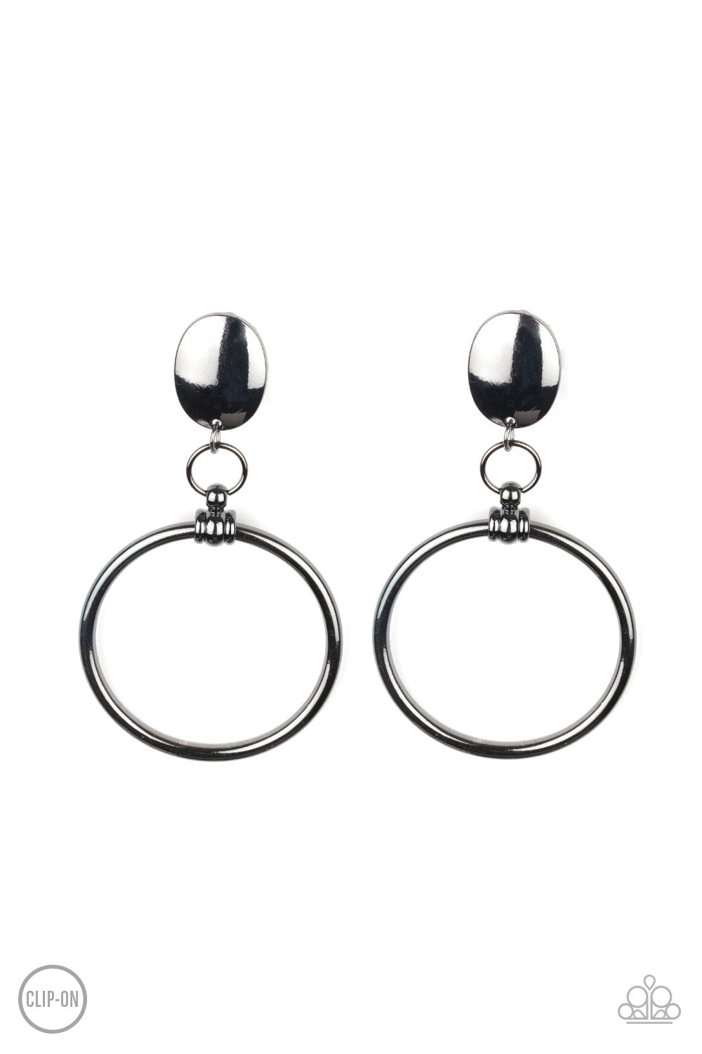 Paparazzi  Earrings- Jumping Through Hoops - Black - SHOPBLINGINGPRETTY