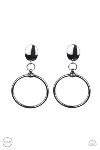 Paparazzi  Earrings- Jumping Through Hoops - Black - SHOPBLINGINGPRETTY