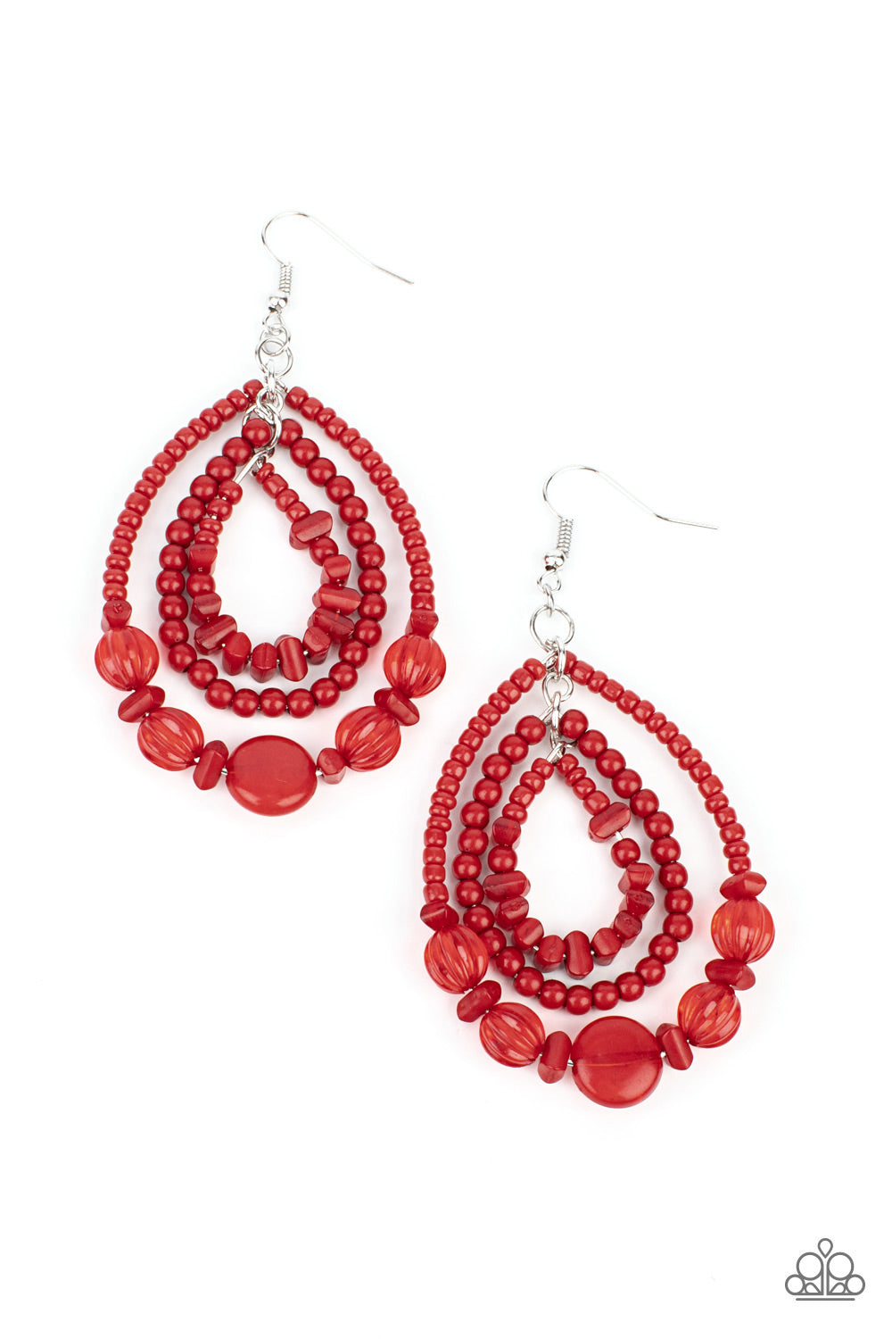 Paparazzi Earrings - Prana Party - Red