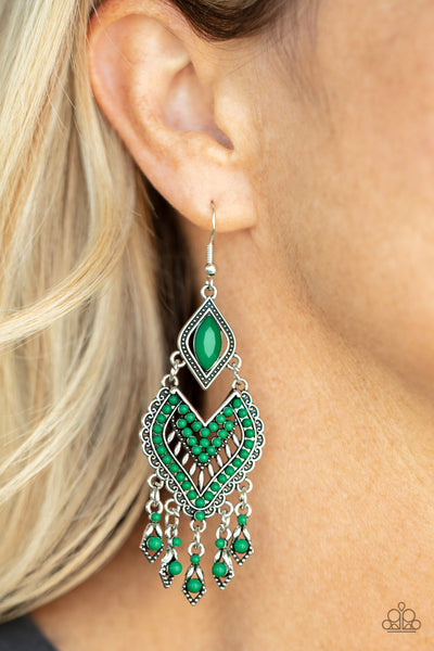 Paparazzi Earrings - Dearly Debonair - Green