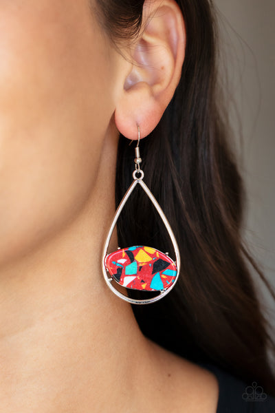 Paparazzi Earrings - Tropical Terrazzo - Red