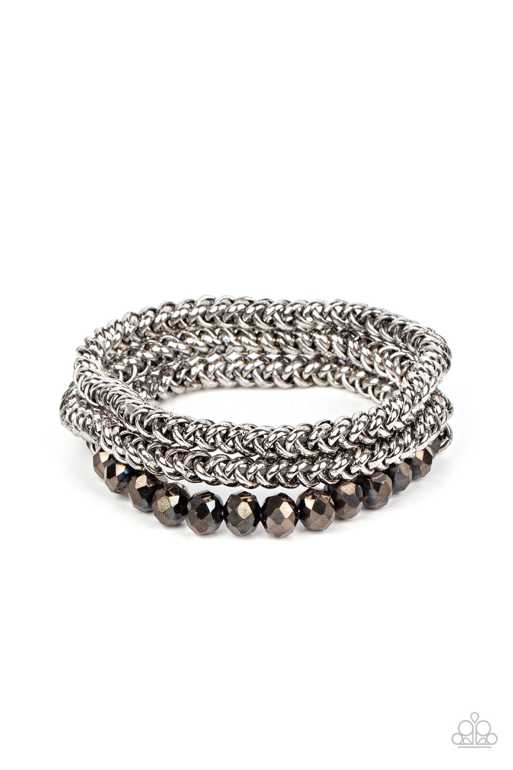 Paparazzi Bracelets - Gutsy and Glitzy - Silver