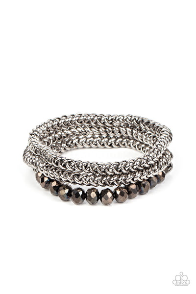 Paparazzi Bracelets - Gutsy and Glitzy - Silver