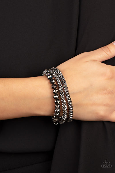 Paparazzi Bracelets - Gutsy and Glitzy - Silver