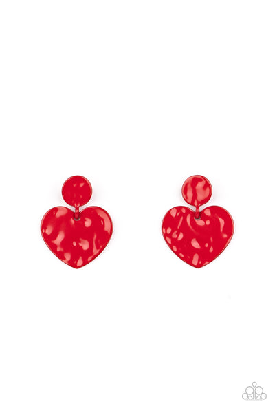 Paparazzi Earrings - Just a Little Crush - Red