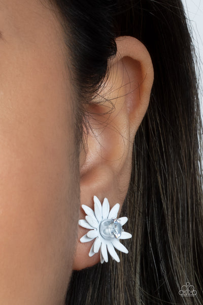 Paparazzi Earrings - Sunshiny DAIS-y - White