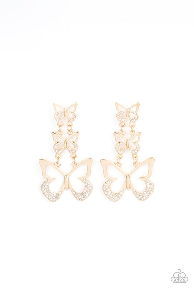 Paparazzi Earrings - Flamboyant Flutter - Gold