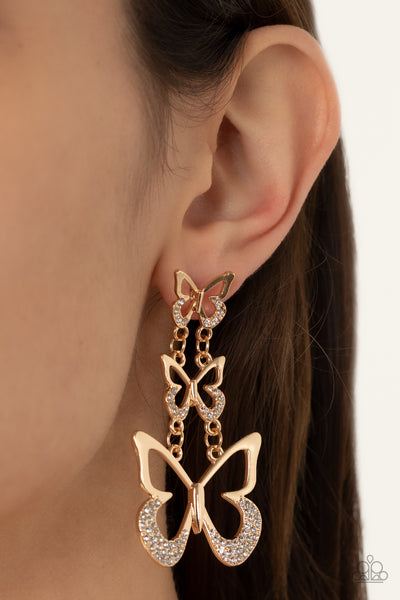 Paparazzi Earrings - Flamboyant Flutter - Gold