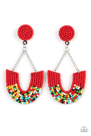 Paparazzi Earrings - Make it RAINBOW - Red