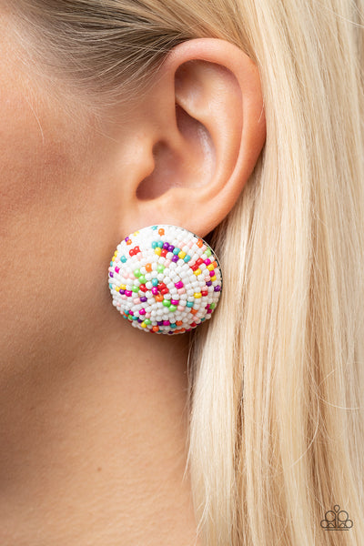 Paparazzi Earrings - Kaleidoscope Sky - White