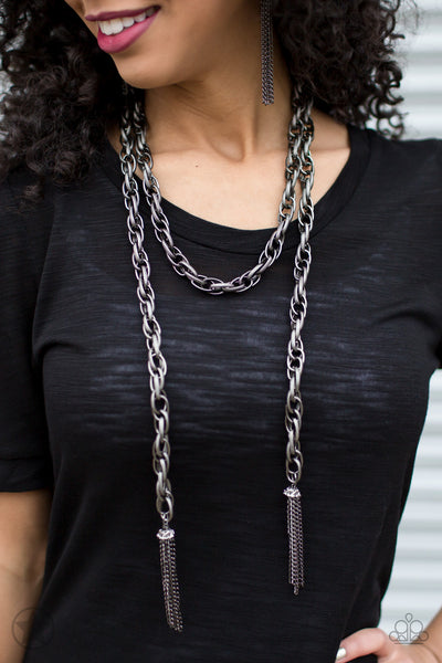 Paparazzi Necklaces - SCARFed for Attention - Gunmetal (Blockbuster)