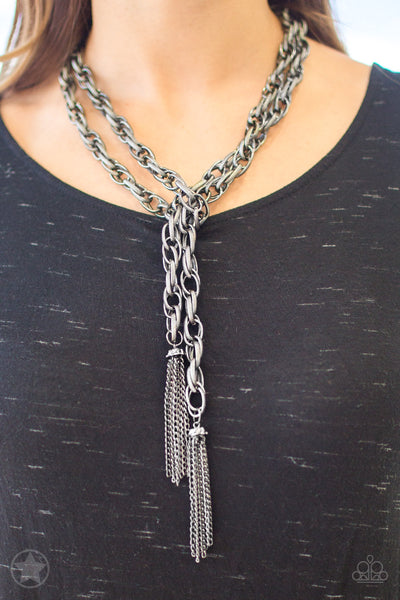 Paparazzi Necklaces - SCARFed for Attention - Gunmetal (Blockbuster)