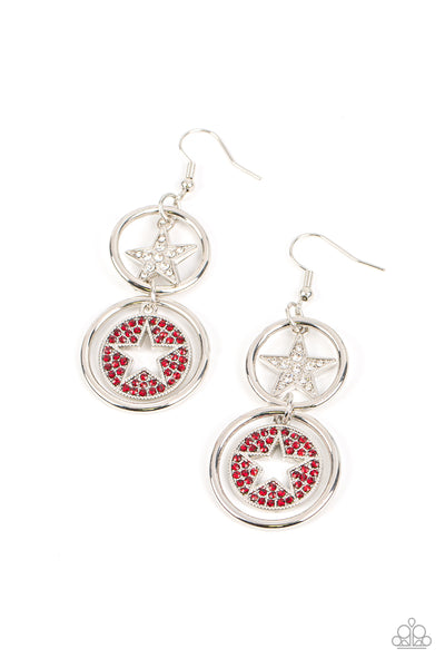 Paparazzi Earrings -  Liberty and SPARKLE for All - Red