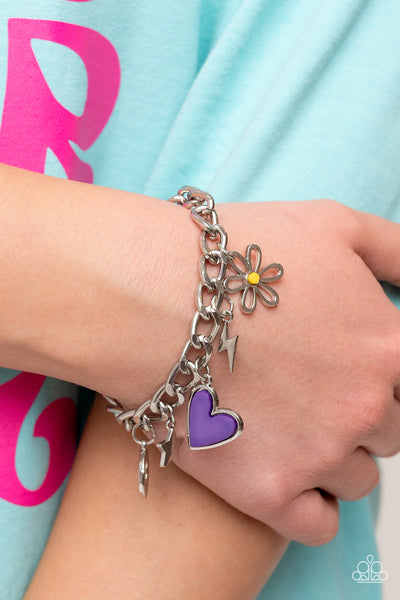 Paparazzi Bracelets & Necklace Set- Turn Up the Charm - Purple