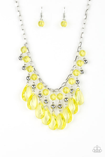 Paparazzi Necklace- Beauty School Drop Out - Yellow - SHOPBLINGINGPRETTY