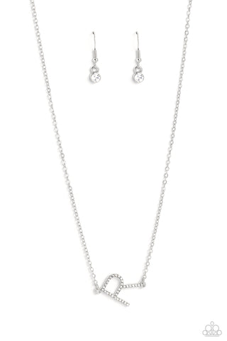 Paparazzi Necklace -INITIALLY Yours - R - White