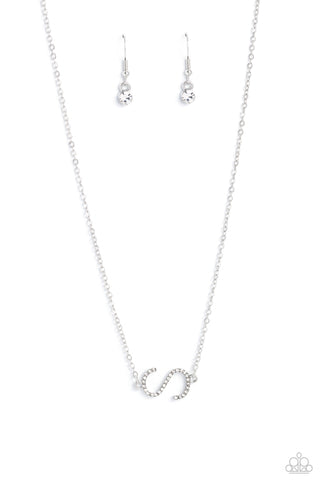 Paparazzi Necklace -INITIALLY Yours - S - White