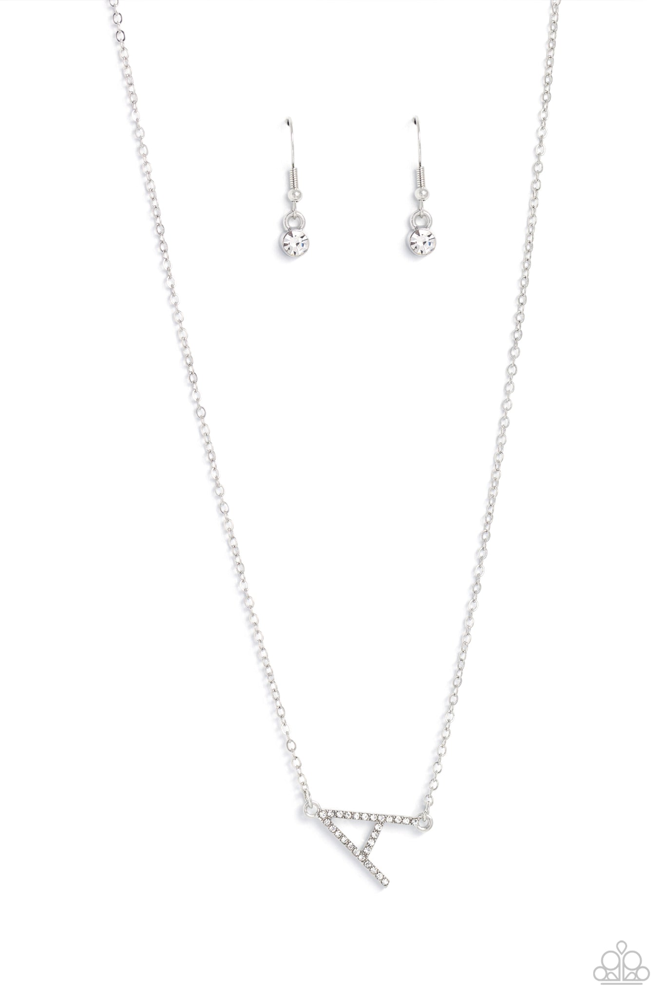 Paparazzi Necklace -INITIALLY Yours - A - White